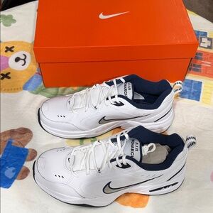 Nike Kids White and Navy Swoosh Youth Sneakers